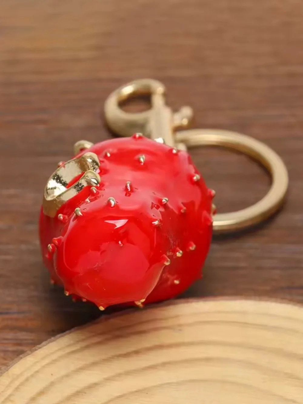 Coach CC Logo Strawberry Fruit Enamel Bag Charm Pendant Keychain